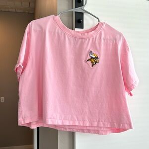 Pink cropped Minnesota Vikings shirt